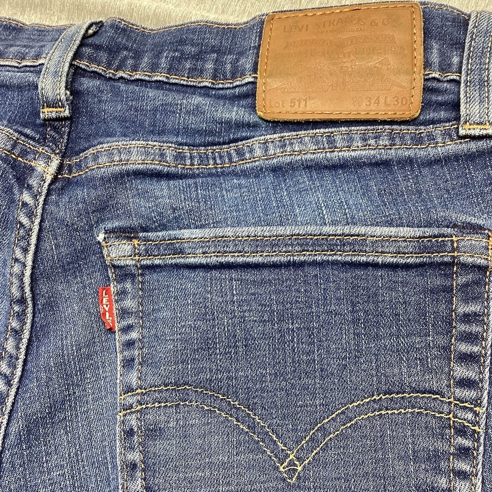 LEVI'S Premium Big E Lot 511 Jeans W32 L30 Blue Denim Faded Zip Fly Slim